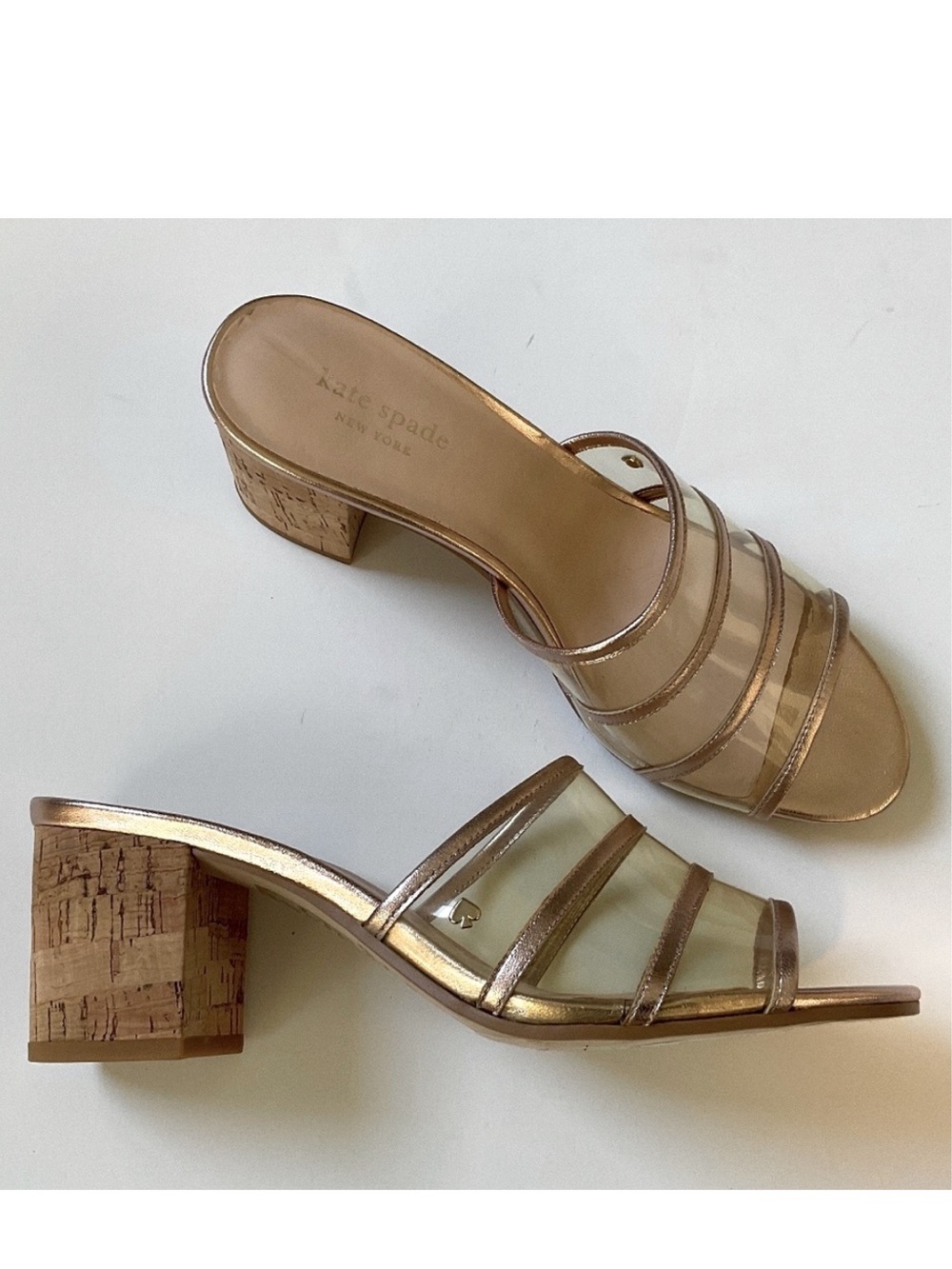 KATE SPADE Rose Gold Cork Heels Size 8.5 NWT